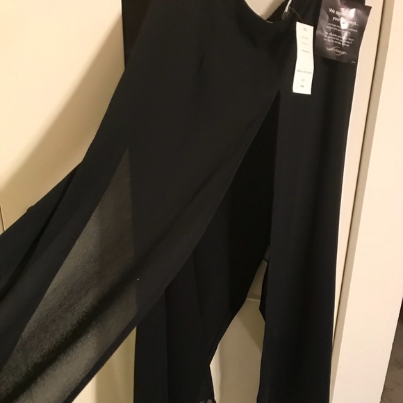 Black Chiffon High Split Pants - Picture 2 of 4